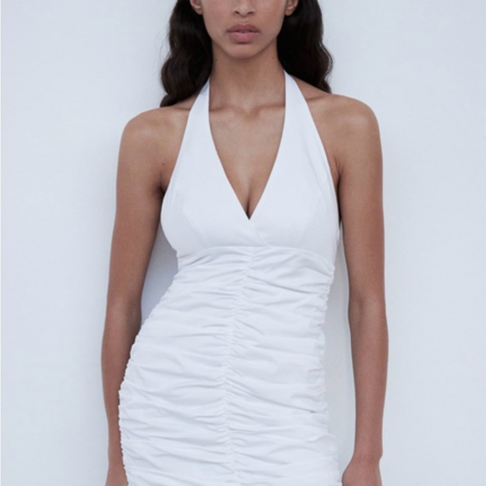 Zara White Mini Halter Dress